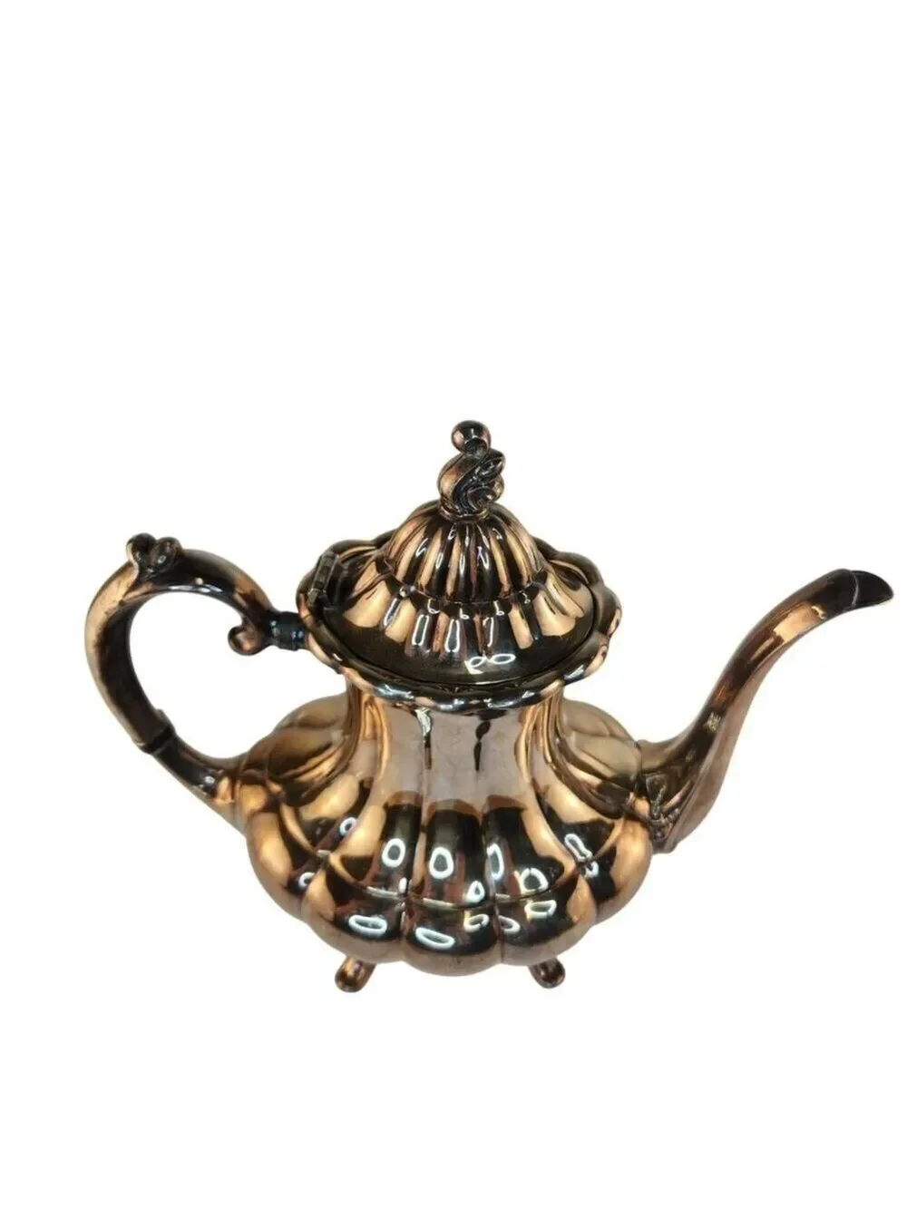 Vintage Reed and Barton 7050 Holiday Silver Plated Teapot Victorian Style Footed